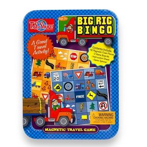 Big Rig Bingo Magnetic Travel Game Tin Storage Case Car Trip Activity TS Shure